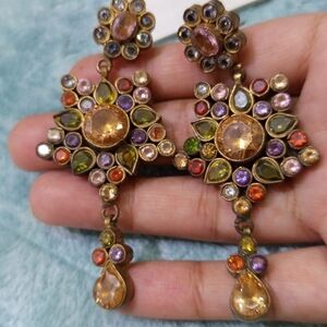 Handmade Drop Earrings With Mixed Stones